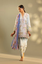Unstitched Embroidered 3 Piece Muzlin Suit