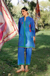 Stitched Embroidered Lawn Shirt + Culotte