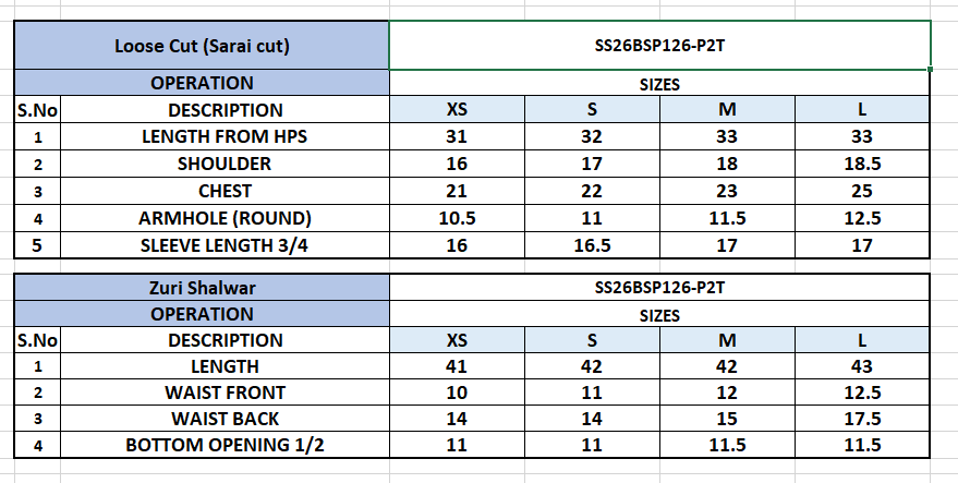 Size Chart