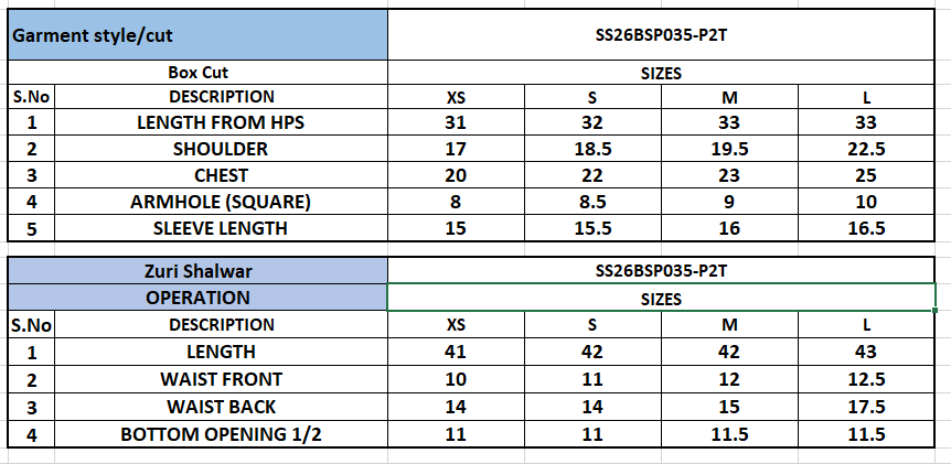 Size Chart
