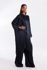 Stitched Dyed Satin Shirt + Culotte