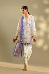 Unstitched Embroidered 3 Piece Muzlin Suit