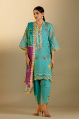 Unstitched Embroidered 3 Piece Muzlin Suit