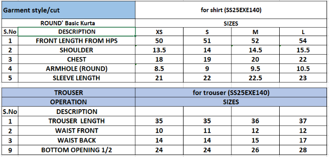 Size Chart