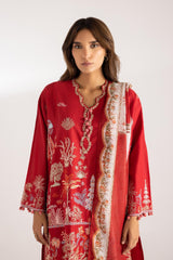 Stitched Embroidered Muzlin Lawn Suit