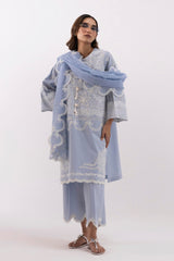 Stitched Bended Lawn Embroidered Shirt + Culotte