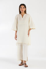 Stitched Khaddar Slub Shirt + Culotte