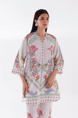 Stitched Printed Slub Shirt + Culotte