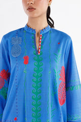 Stitched Embroidered Lawn Shirt + Culotte