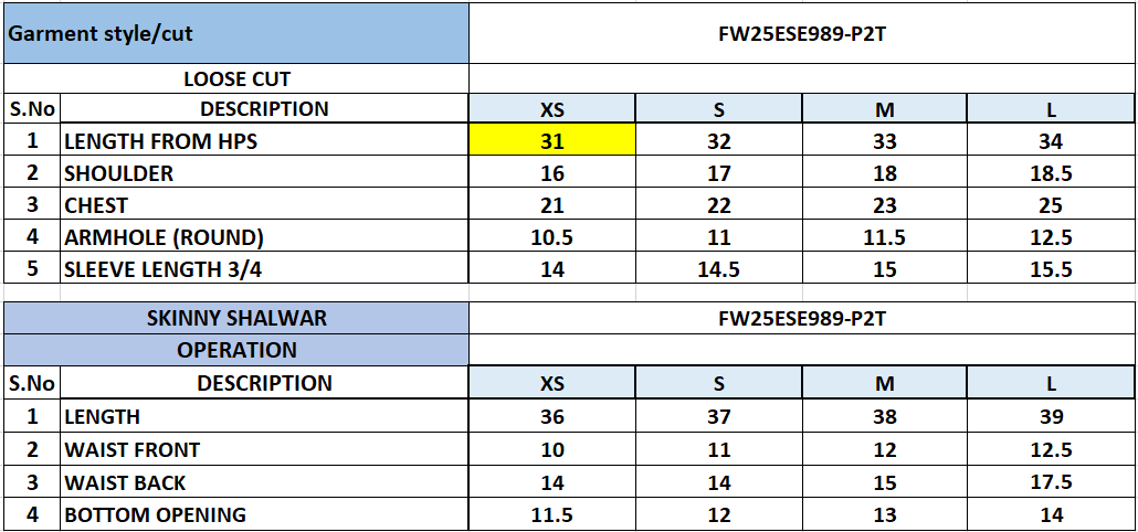 Size Chart