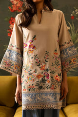 Stitched Embroidered Raw Silk Shirt+ Shalwar