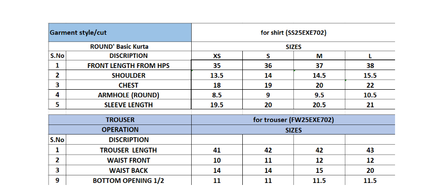Size Chart