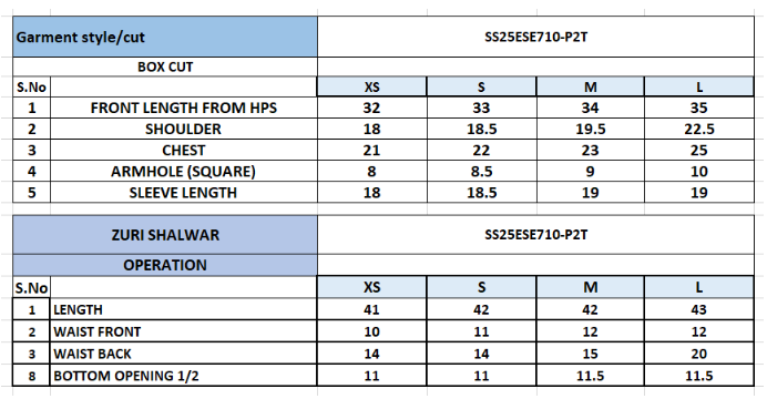 Size Chart