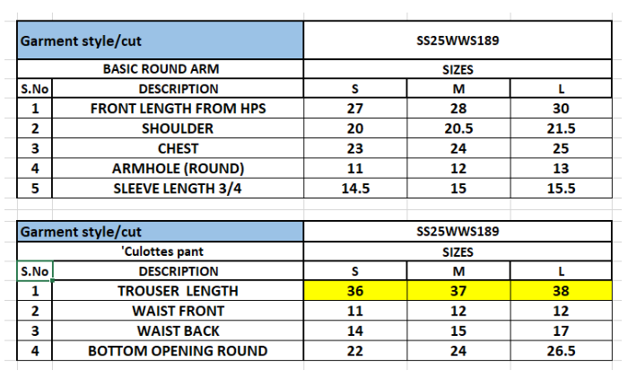 Size Chart