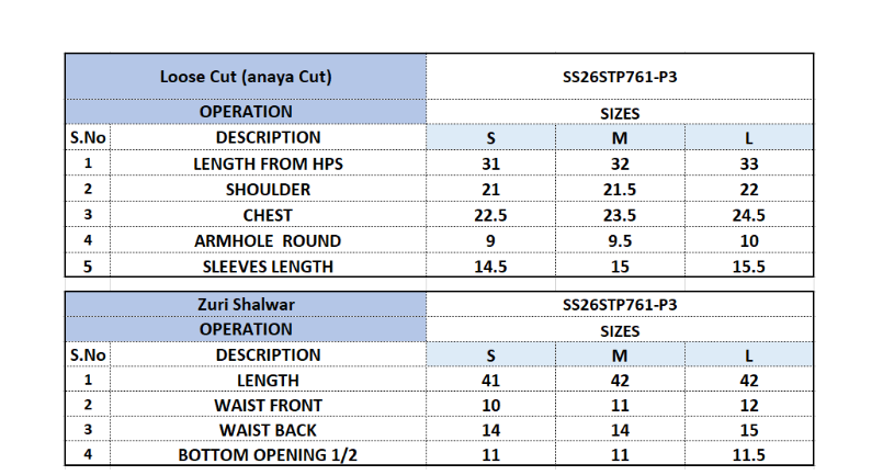 Size Chart