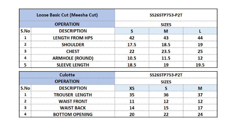 Size Chart