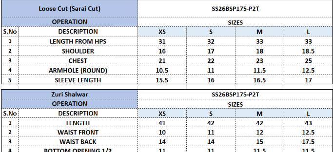 Size Chart