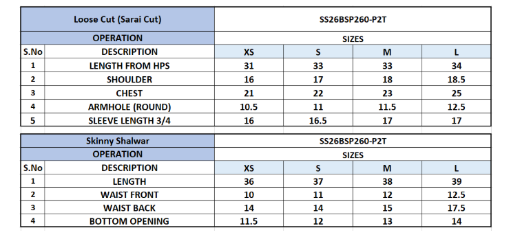 Size Chart