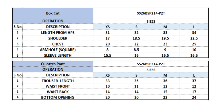 Size Chart