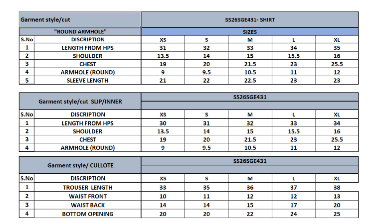 Size Chart