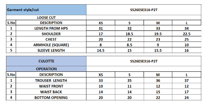 Size Chart