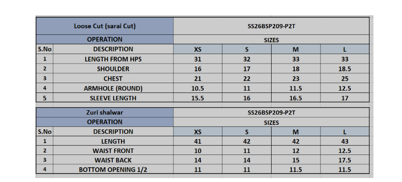 Size Chart