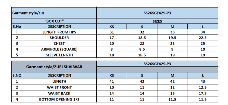 Size Chart