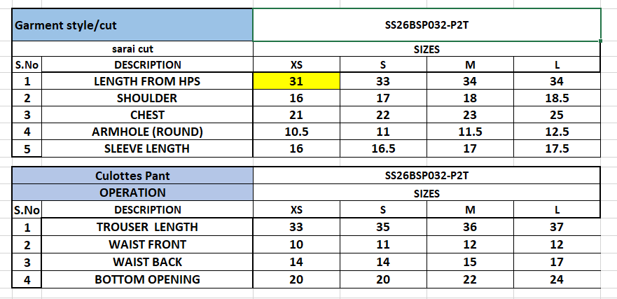 Size Chart