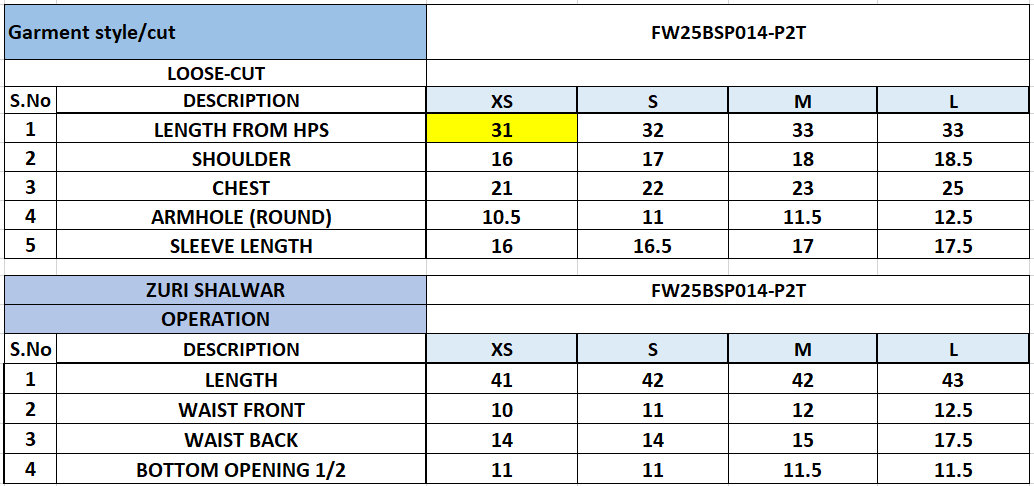 Size Chart