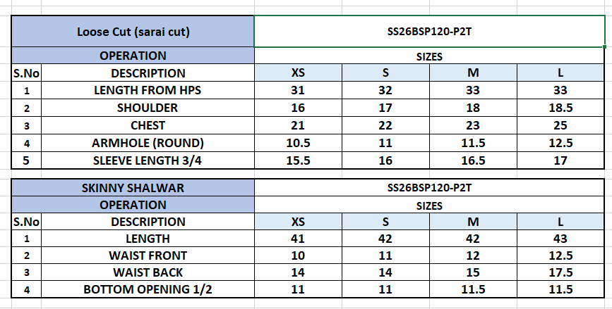 Size Chart