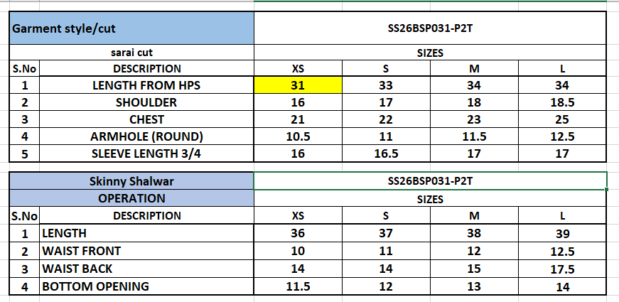 Size Chart
