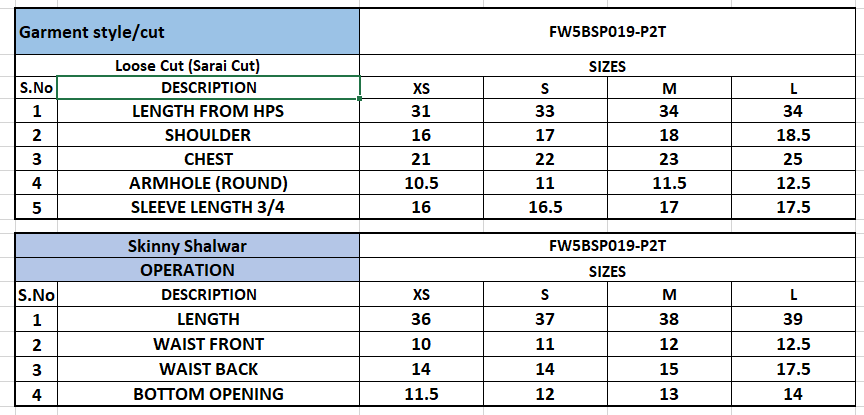Size Chart
